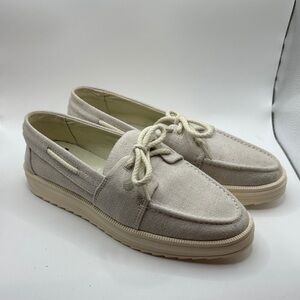 Sperry Beige Canvas Boat Shoes